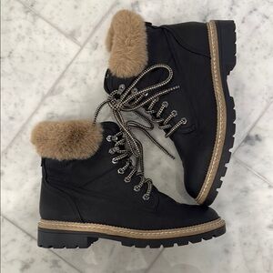 Steve Madden Faux Fur Lace-up Boot | Size 10